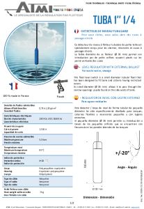 Fiche technique d�tecteur de niveau TUBA 1'' 1/4