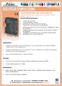 Fiche technique d�taill�e isolateur d�impulsions