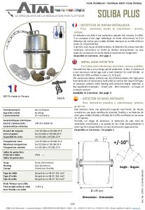 Fiche technique d�tecteur de niveau SOLIBA PM