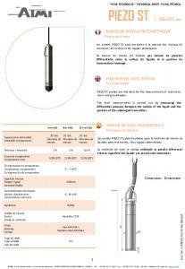 Fiche technique - Sonde hydrostatique PIEZO ST