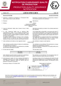 Certificat ATEX