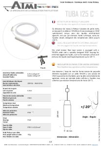 Fiche technique d�tecteur de niveau TUBA 125 C