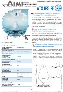 Fiche technique interrupteur de niveau ATS 165 EP