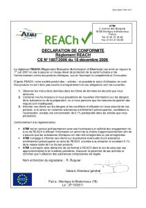 D�claration de conformit� REACH
