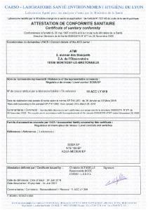 Attestation de conformit sanitaire ATMI