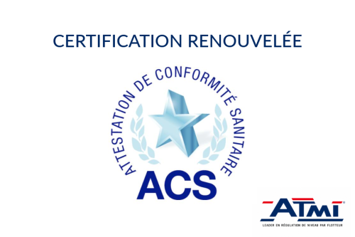 Renouvellement Certification ACS des D�tecteurs de Niveau Eau Potable d'ATMI